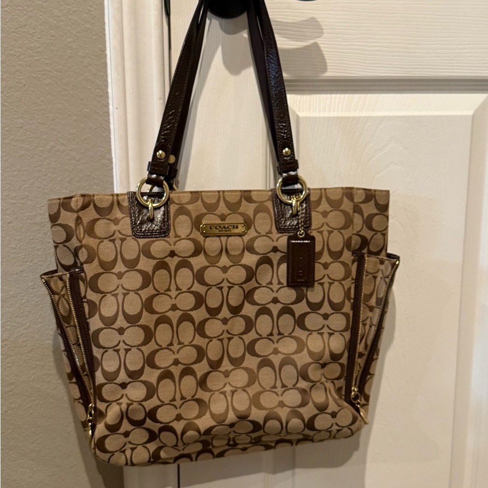 Coach Tan and Brown Signature Tote